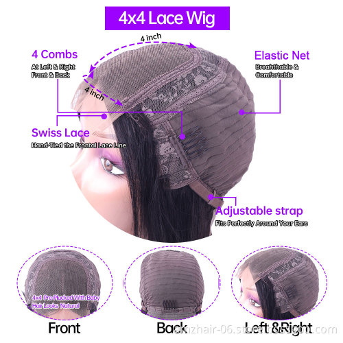 Supplier 100%Peruvian Young Girl Virgin Lace Wig Deep Wave 4X4 Lace Closure Human Hair Wig Pre Plucked Baby Hair For Black Women